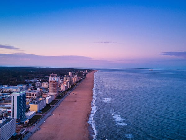 aerial view of Virginia Beach coastline